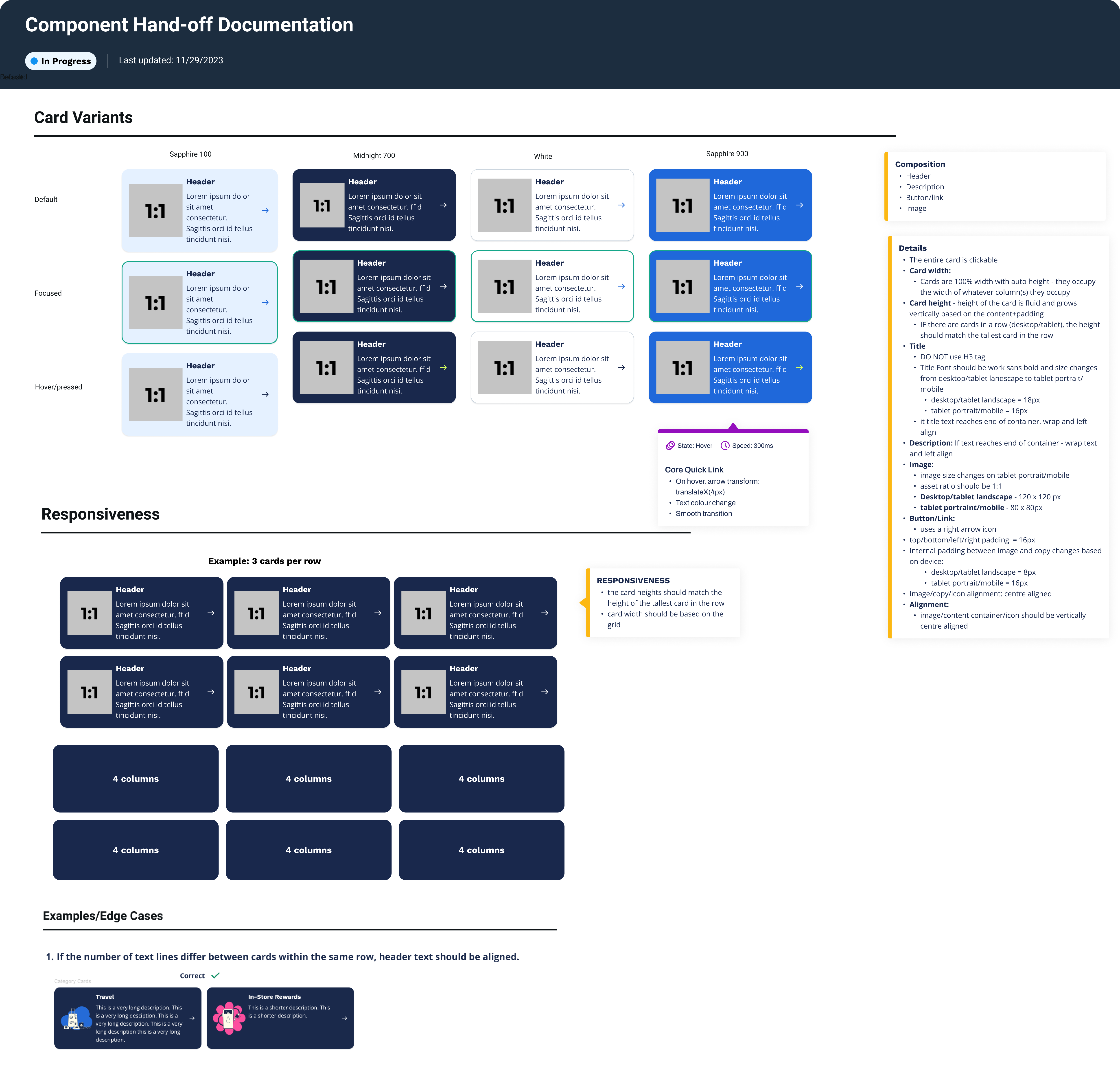 Category card documentation